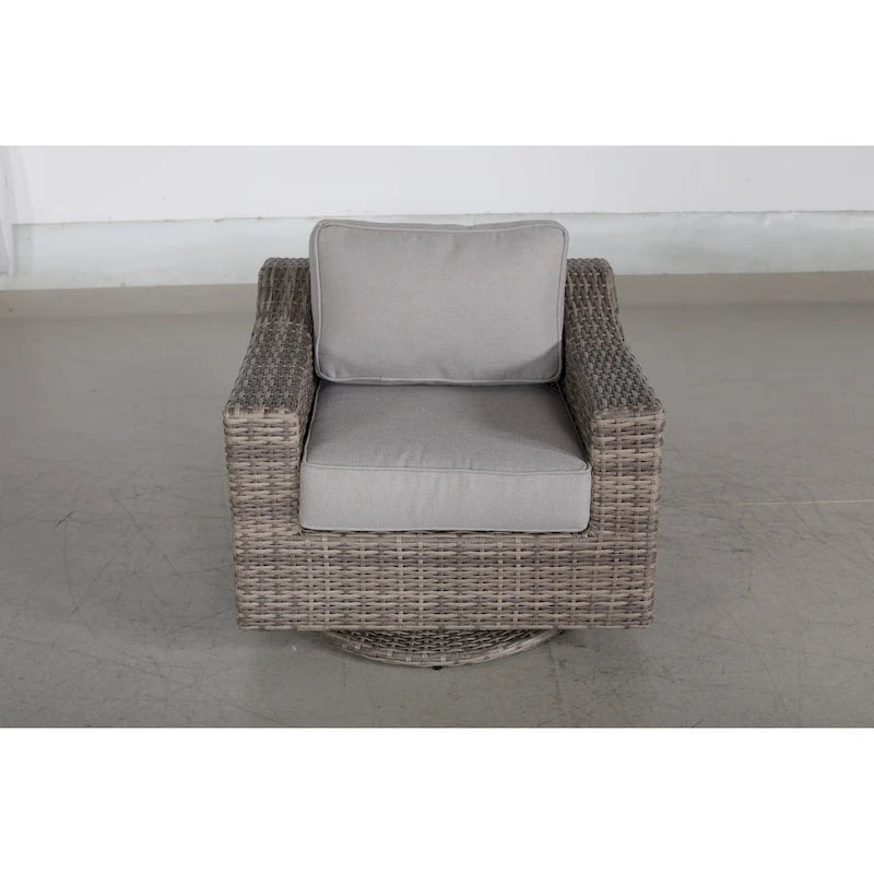 Ensemble de 4 fauteuils pivotants à bascule gris avec coussins