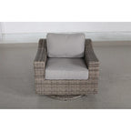 Ensemble de 4 fauteuils pivotants à bascule gris avec coussins