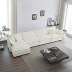 Canapé d'angle en U 5 places convertible avec 1 pouf