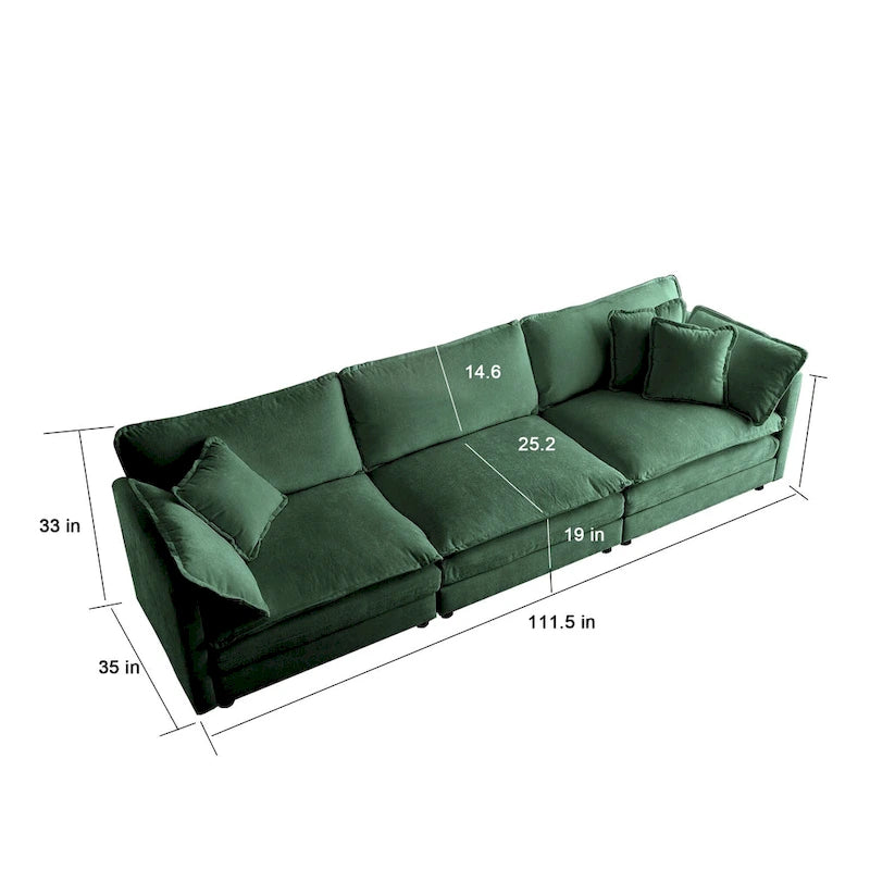 Canapé d'angle en U 5 places convertible avec 1 pouf