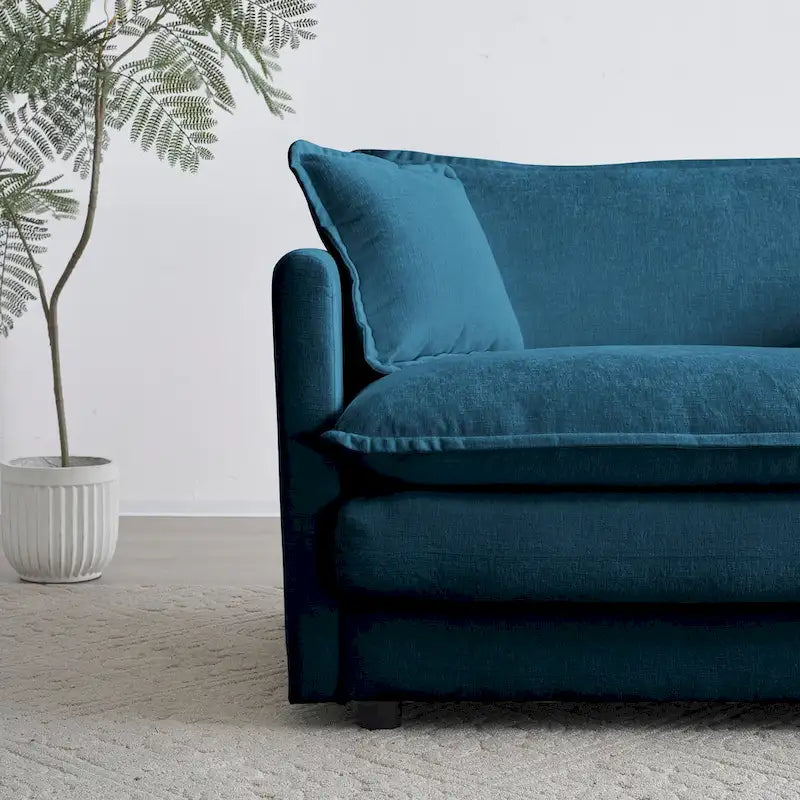 Canapé d'angle en U 5 places convertible avec 1 pouf