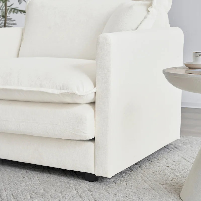 Canapé d'angle en U 5 places convertible avec 1 pouf