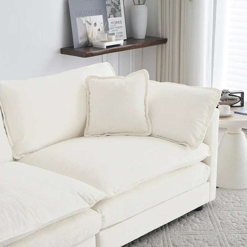 Canapé d'angle en U 5 places convertible avec 1 pouf