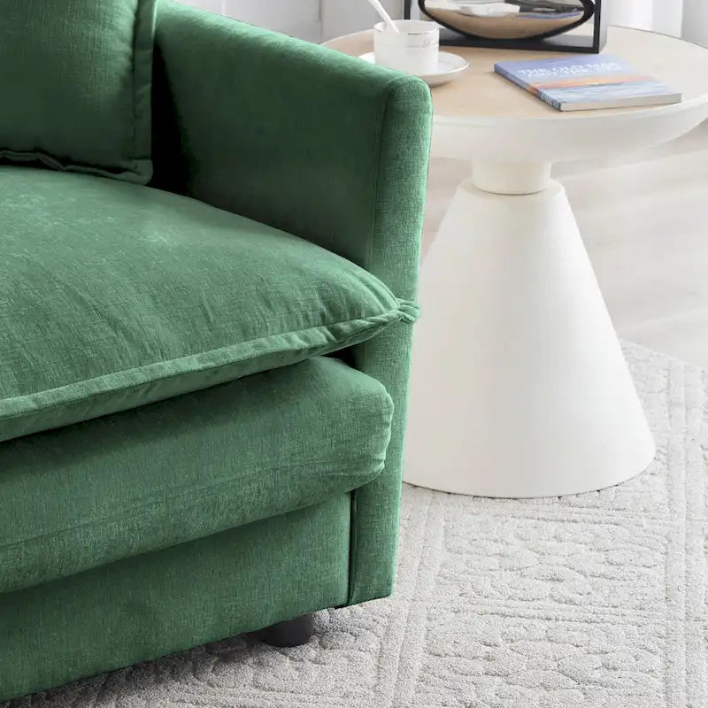 Canapé d'angle en U 5 places convertible avec 1 pouf