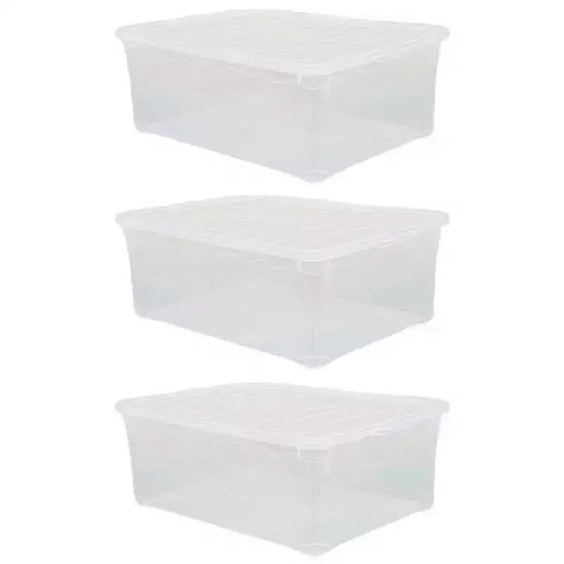 Basicwise Clear Shoe Storage Boxes with Lids - Stackable Plastic Organizer Bin for Closet, Sneaker Storage, Accessories - Shatterproof, Secure-Fit