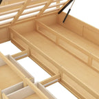 Lit plateforme en bois avec rangement intégré et 2 tiroirs, couleur bois