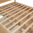 Lit plateforme en bois avec rangement intégré et 2 tiroirs, couleur bois