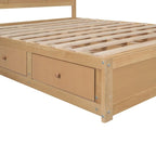 Lit plateforme en bois avec rangement intégré et 2 tiroirs, couleur bois