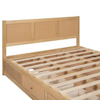 Lit plateforme en bois avec rangement intégré et 2 tiroirs, couleur bois