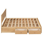 Lit plateforme en bois avec rangement intégré et 2 tiroirs, couleur bois
