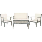 SAFAVIEH Bethli Mar Ensemble de patio 4 pièces en bois d'acacia - 48 larg. x 32 prof. x 25 haut.