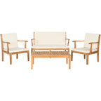 SAFAVIEH Bethli Mar Ensemble de patio 4 pièces en bois d'acacia - 48 larg. x 32 prof. x 25 haut.