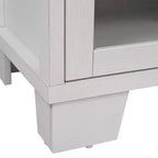 Buffet-Bahut Merrick Lane à trois tiroirs en bois composite avec trois portes d'armoire en verre trempé pour salle à manger/cuisine