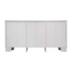 Buffet-Bahut Merrick Lane à trois tiroirs en bois composite avec trois portes d'armoire en verre trempé pour salle à manger/cuisine