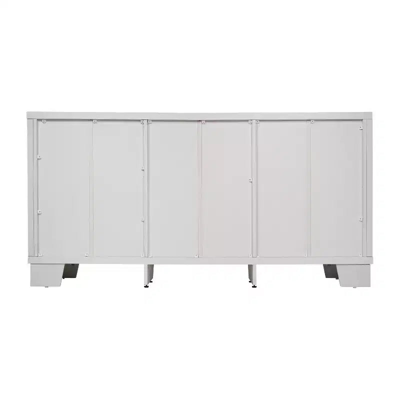 Buffet-Bahut Merrick Lane à trois tiroirs en bois composite avec trois portes d'armoire en verre trempé pour salle à manger/cuisine