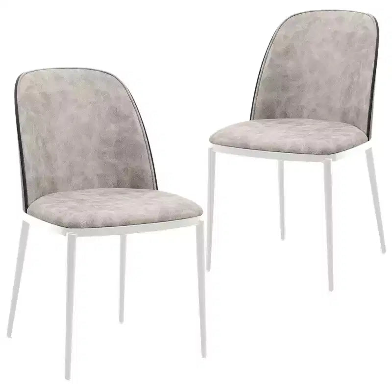 LeisureMod Tule Modern Dining Chair Set of 2 with PU Leather, Velvet, or Suede Seat and White Steel Frame  Kitchen, Dining Room, Home, Cafe, Seating