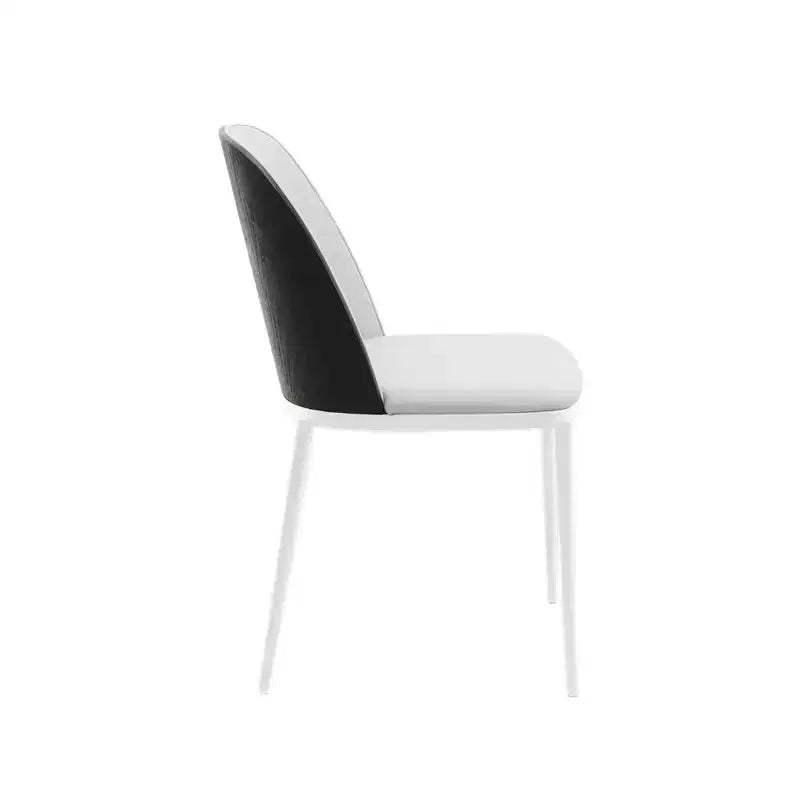 LeisureMod Tule – Lot de 2 chaises de salle à manger modernes avec assise en similicuir, velours ou daim et structure en acier blanc – Cuisine, salle à manger, maison, café, sièges