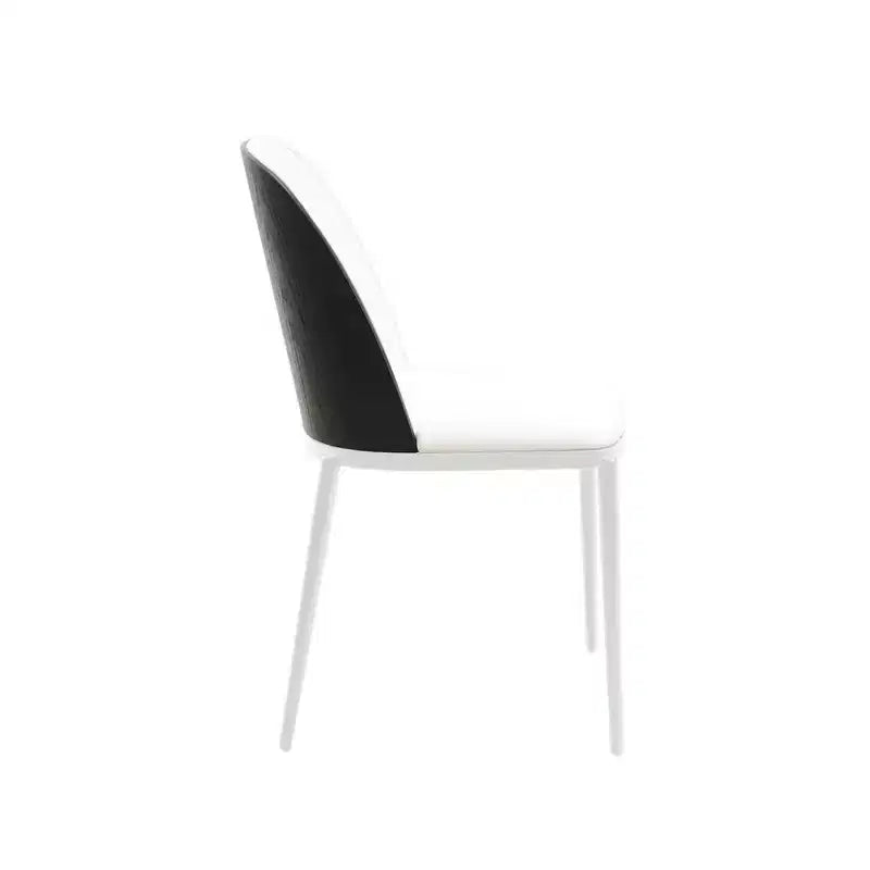 LeisureMod Tule – Lot de 2 chaises de salle à manger modernes avec assise en similicuir, velours ou daim et structure en acier blanc – Cuisine, salle à manger, maison, café, sièges