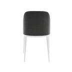 LeisureMod Tule – Lot de 2 chaises de salle à manger modernes avec assise en similicuir, velours ou daim et structure en acier blanc – Cuisine, salle à manger, maison, café, sièges
