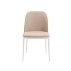 LeisureMod Tule – Lot de 2 chaises de salle à manger modernes avec assise en similicuir, velours ou daim et structure en acier blanc – Cuisine, salle à manger, maison, café, sièges