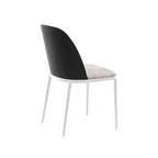 LeisureMod Tule – Lot de 2 chaises de salle à manger modernes avec assise en similicuir, velours ou daim et structure en acier blanc – Cuisine, salle à manger, maison, café, sièges