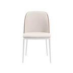 LeisureMod Tule – Lot de 2 chaises de salle à manger modernes avec assise en similicuir, velours ou daim et structure en acier blanc – Cuisine, salle à manger, maison, café, sièges