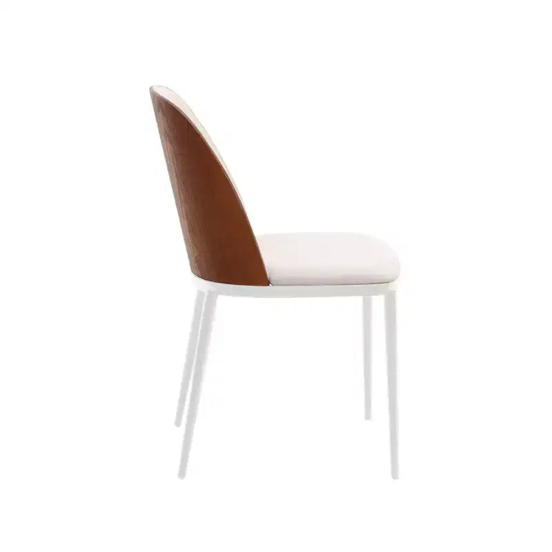 LeisureMod Tule – Lot de 2 chaises de salle à manger modernes avec assise en similicuir, velours ou daim et structure en acier blanc – Cuisine, salle à manger, maison, café, sièges