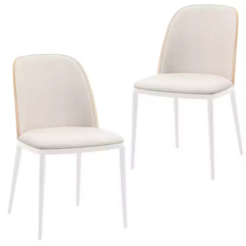 LeisureMod Tule – Lot de 2 chaises de salle à manger modernes avec assise en similicuir, velours ou daim et structure en acier blanc – Cuisine, salle à manger, maison, café, sièges