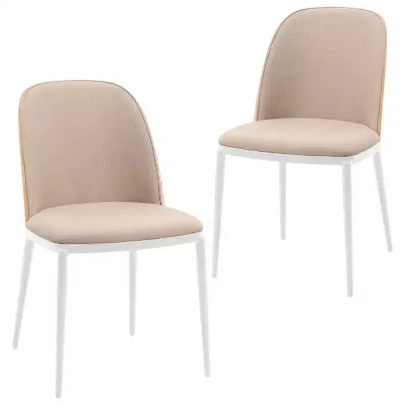 LeisureMod Tule – Lot de 2 chaises de salle à manger modernes avec assise en similicuir, velours ou daim et structure en acier blanc – Cuisine, salle à manger, maison, café, sièges