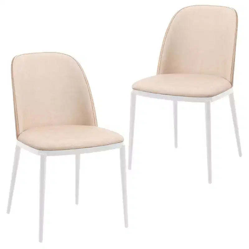LeisureMod Tule – Lot de 2 chaises de salle à manger modernes avec assise en similicuir, velours ou daim et structure en acier blanc – Cuisine, salle à manger, maison, café, sièges