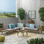 Canapé d'angle en acacia 4 pièces en V Hillcrest Outdoor par Christopher Knight Home