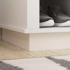 Portemanteau d'entrée large Famapy blanc 63W 18 casiers à chaussures avec crochets