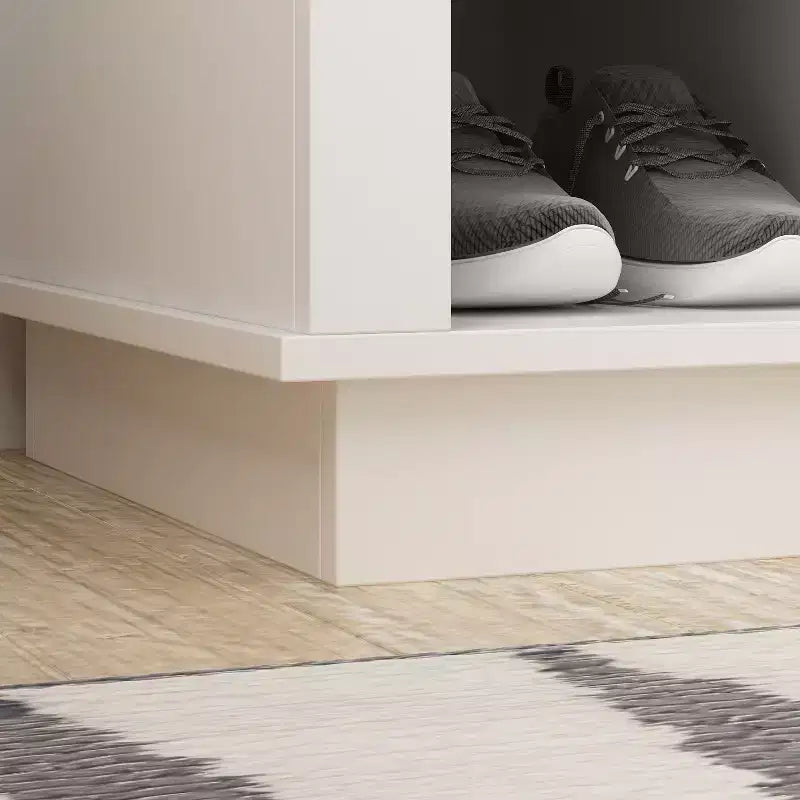 Portemanteau d'entrée large Famapy blanc 63W 18 casiers à chaussures avec crochets
