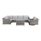 Ensemble de mobilier de jardin modulable 7 pièces gris avec coussins et fauteuils pivotants