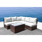 Ensemble de canapé d'angle 6 pièces en osier marron Lucca de Living Source International
