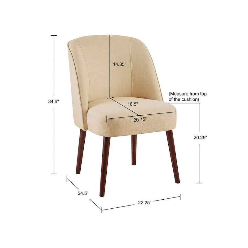 Chaise de salle à manger à dossier arrondi naturel – 22,25 larg. x 24,5 prof. x 34,6 haut.