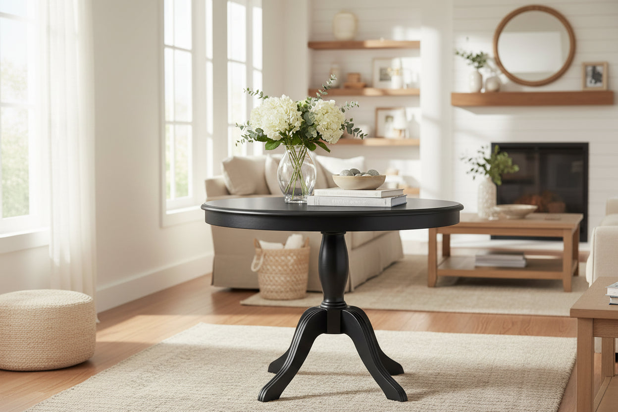 Table sur pied ronde en bois massif