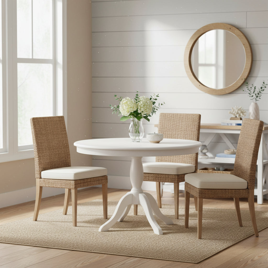 Table sur pied ronde en bois massif