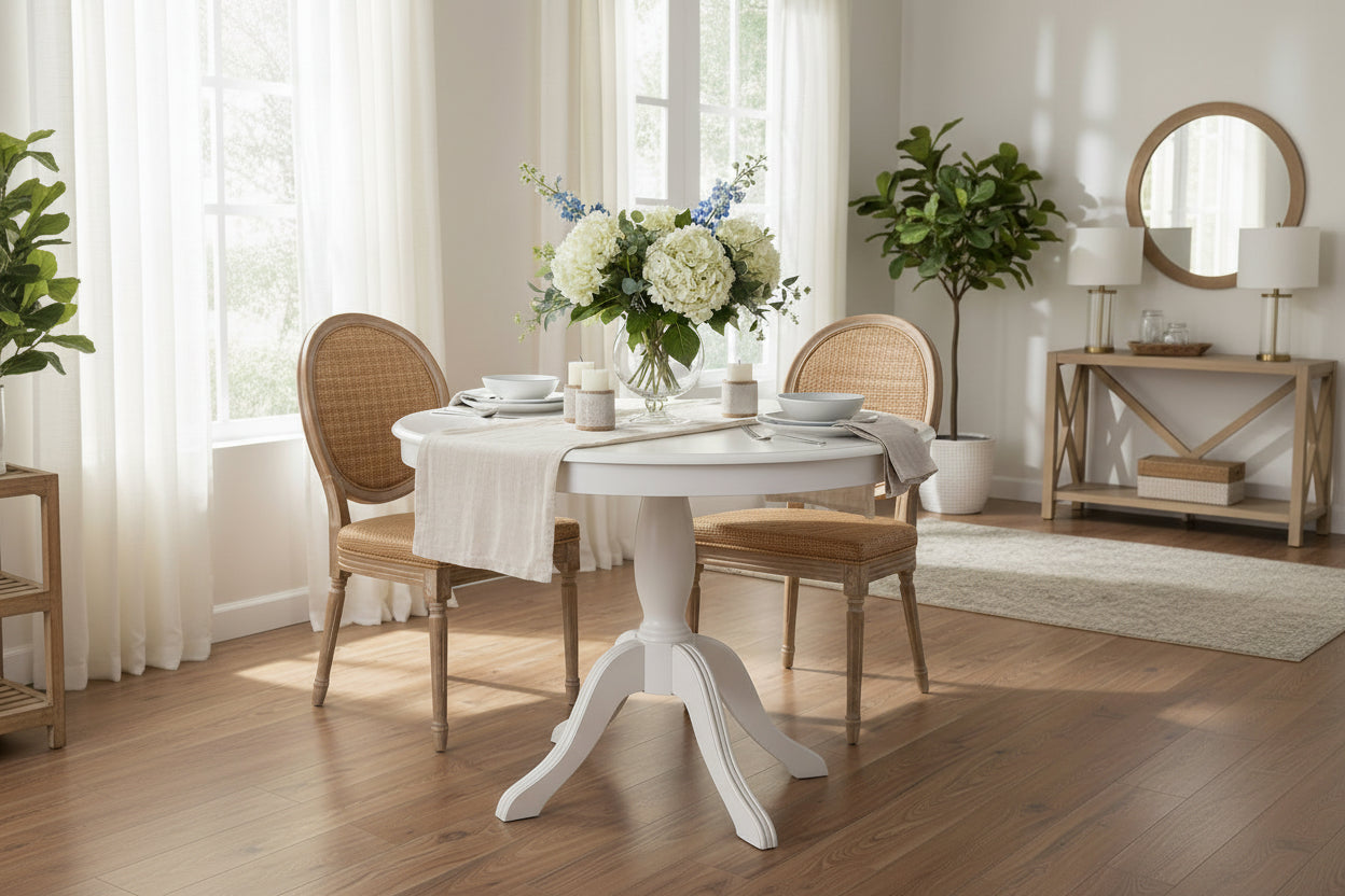 Table sur pied ronde en bois massif