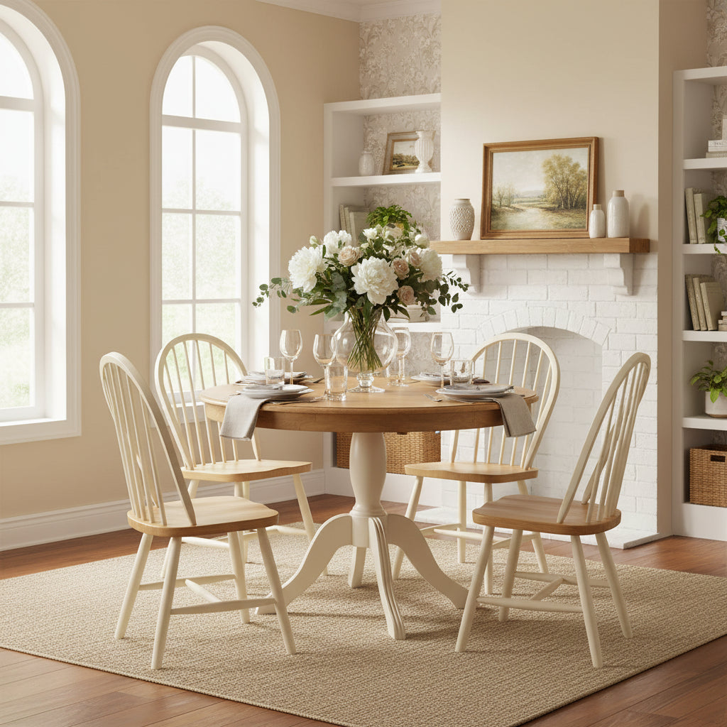 Table sur pied ronde en bois massif