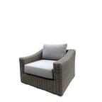 Ensemble causeuse Tulum deux tons beige foncé avec coussins et cadre en aluminium