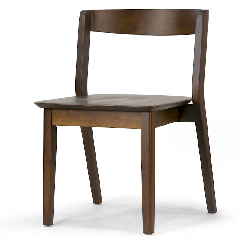 Lot de 2 chaises en bois massif marron foncé avec dossier incurvé