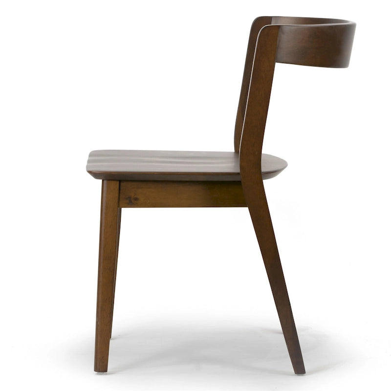 Lot de 2 chaises en bois massif marron foncé avec dossier incurvé
