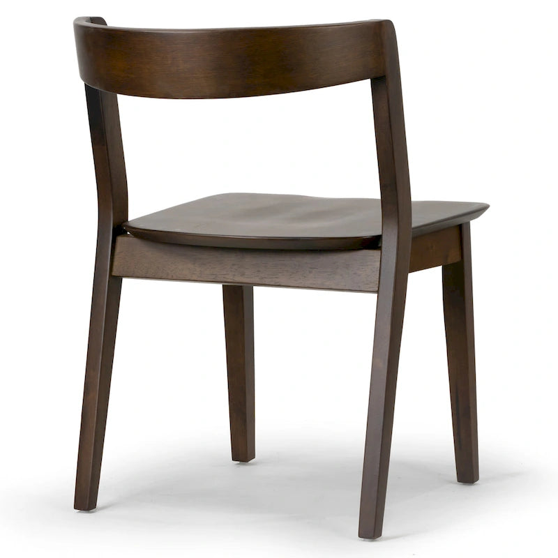 Lot de 2 chaises en bois massif marron foncé avec dossier incurvé