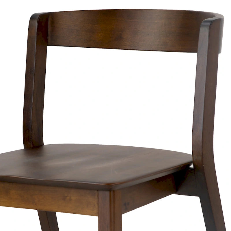 Lot de 2 chaises en bois massif marron foncé avec dossier incurvé
