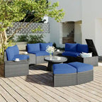 Ensemble de canapés de jardin modulables en rotin 10 pièces en demi-cercle