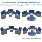 10-Piece Outdoor Sectional Half Round Patio Rattan Sofa Set