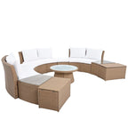 10-Piece Outdoor Sectional Half Round Patio Rattan Sofa Set