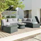 10-Piece Outdoor Sectional Half Round Patio Rattan Sofa Set