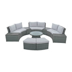 10-Piece Outdoor Sectional Half Round Patio Rattan Sofa Set